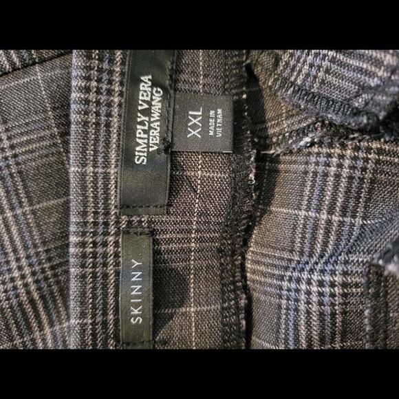 Simply Vera Vera Wang XXL darkish brow/grey plaid skinny pants - Picture 4 of 6